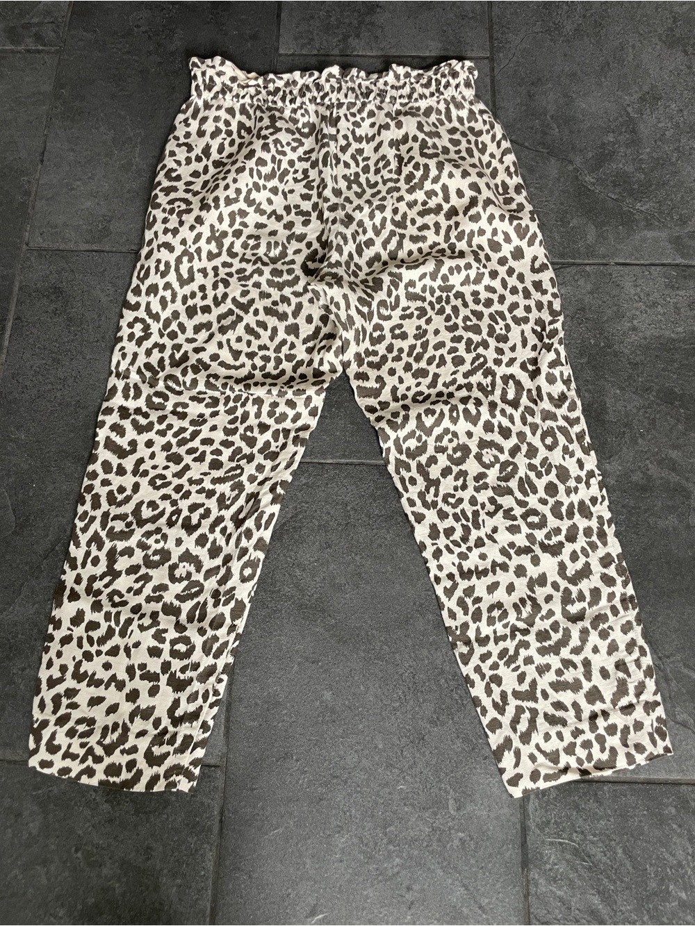 J. Crew Leopard Print Linen-Blend Paperbag Pants Cream & Brown - Picture 8 of 10